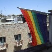 Die Regenbogen-Fahne �ber den D�chern von Jerusalem